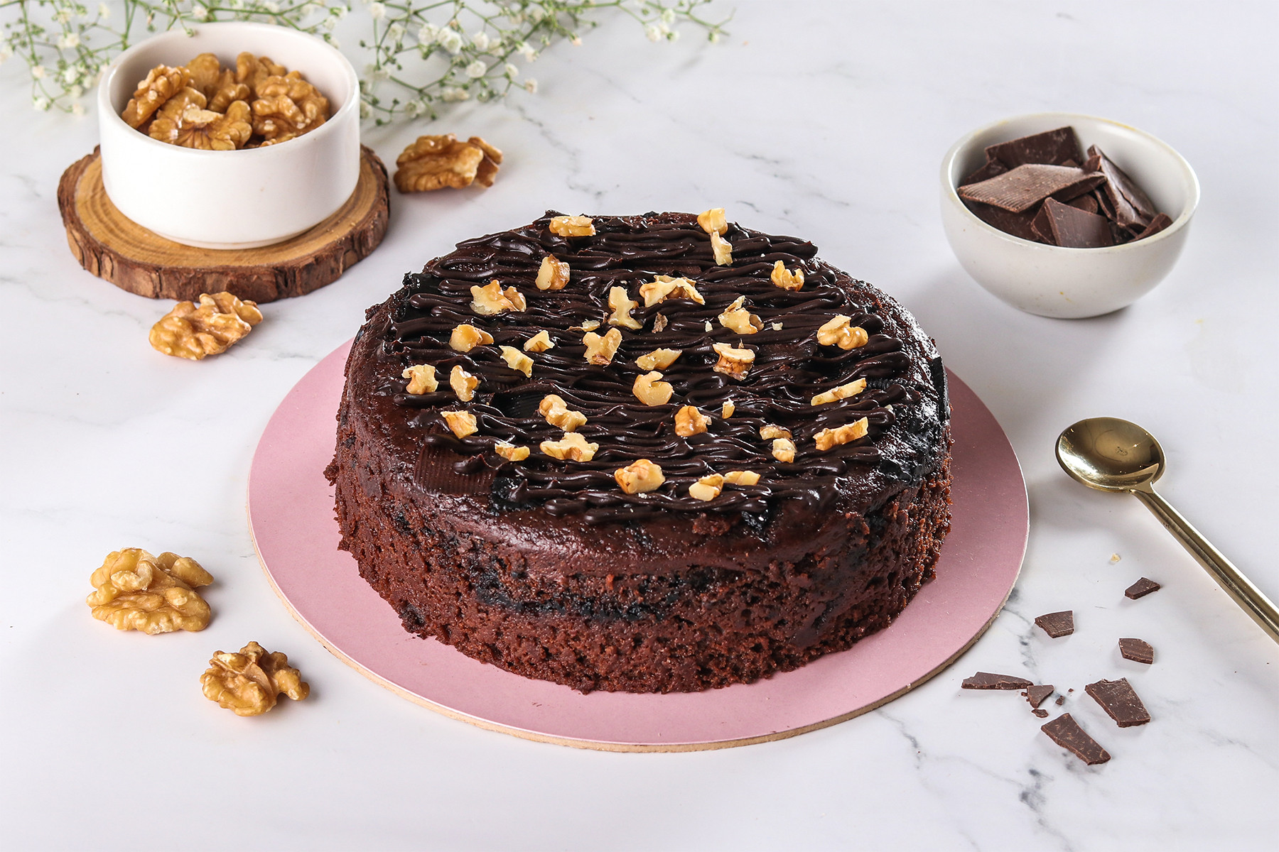 Sugar Free Dark Chocolate Walnut Tea Cake
