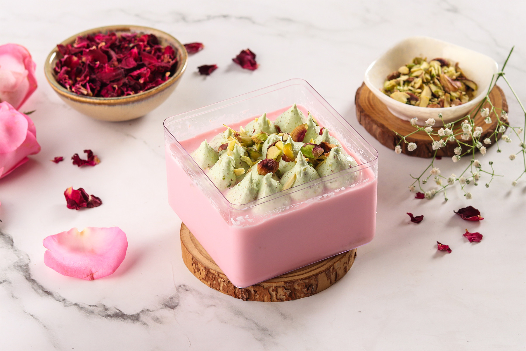 Sugar free Rose Pistachio Tres Leches Tub