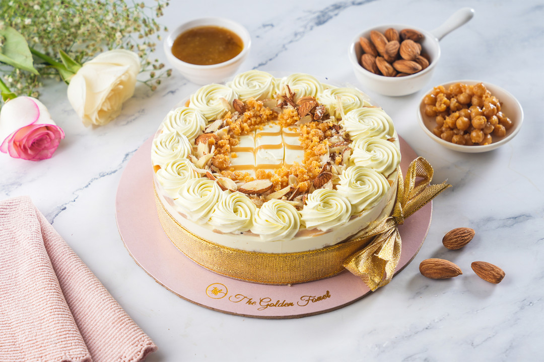 Butterscotch Almond Pralined Layered Cake